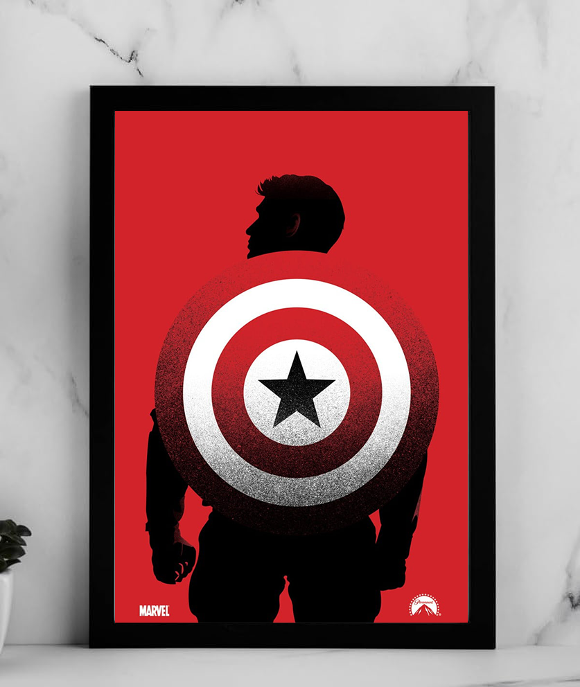 Captain America with Shield A4 Wall Poster Framed & Frameless – Marvel Wall Art