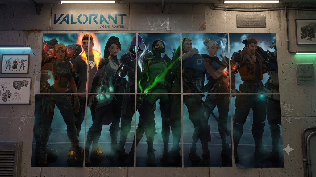 Valorant Agents Unite – Dark Cinematic Spilt A4 Poster