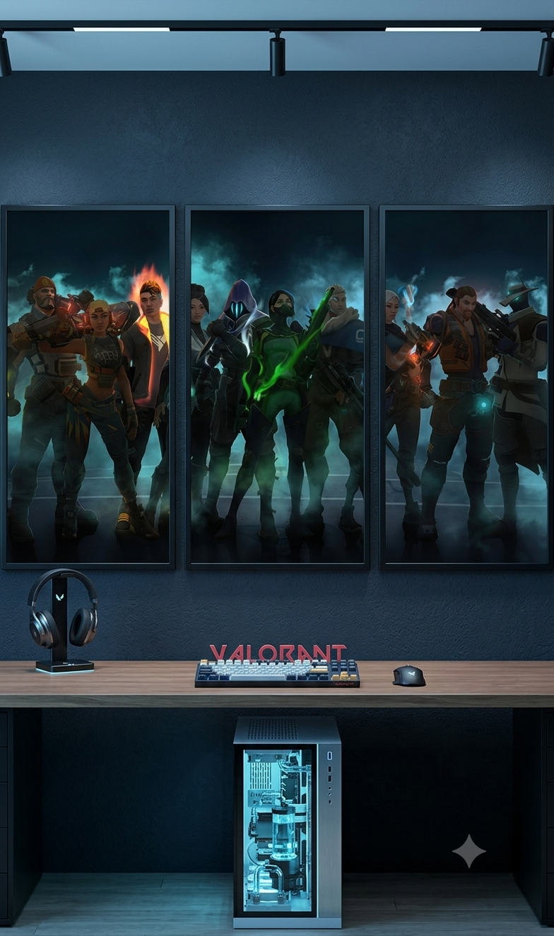 Valorant Agents Unite – Dark Cinematic Spilt A4 Poster