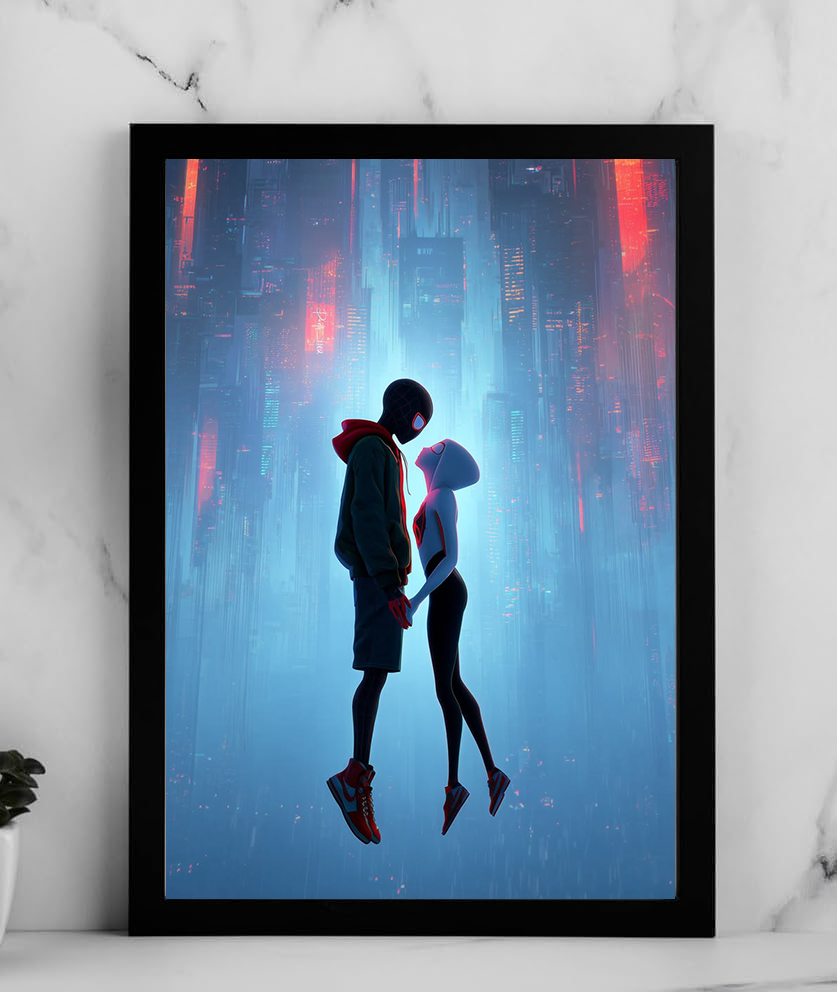 Miles & Gwen Cyberpunk City Wall Poster