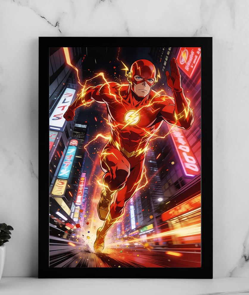 The Flash – Anime Neon City Poster