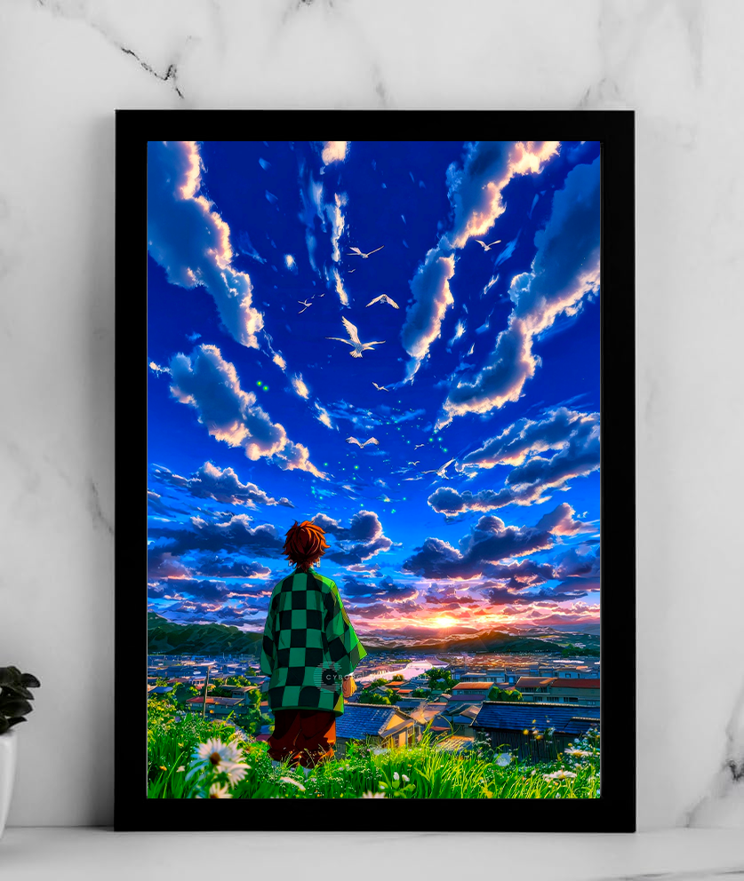 Tanjiro Sunset Sky Poster