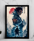 Tanjiro Kamado Water Breathing Ink Poster