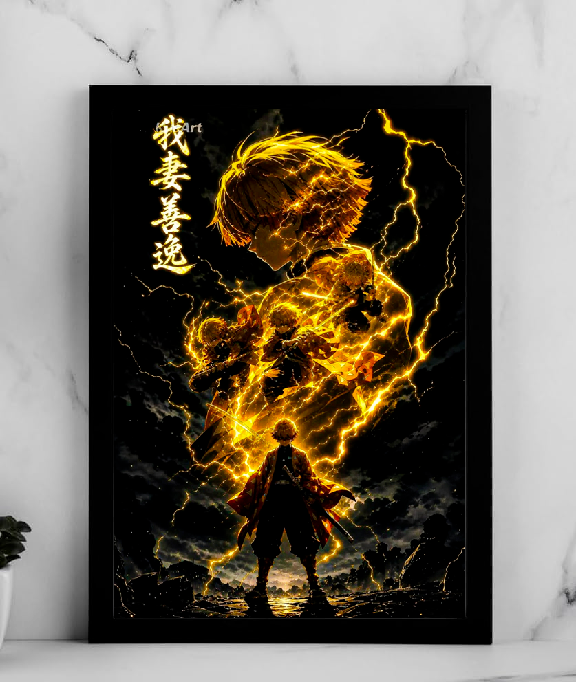 Zenitsu Lightning Storm Double Exposure Poster