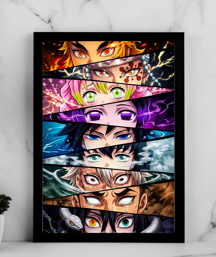 Demon Slayer Characters Eyes Collage Poster