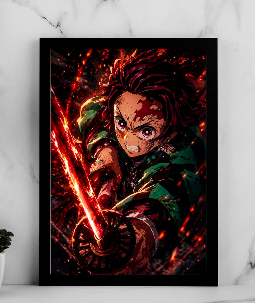 Tanjiro Red Blade Fury Poster