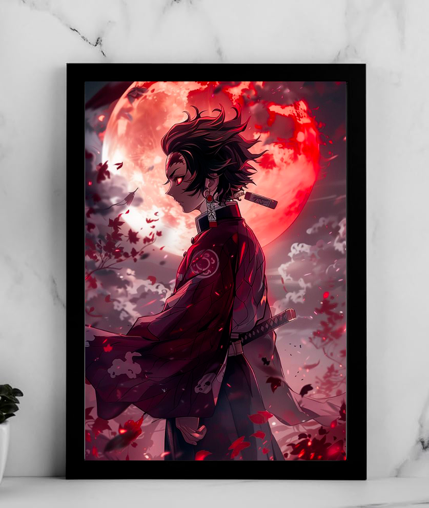 Tanjiro Blood Moon Crimson Poster