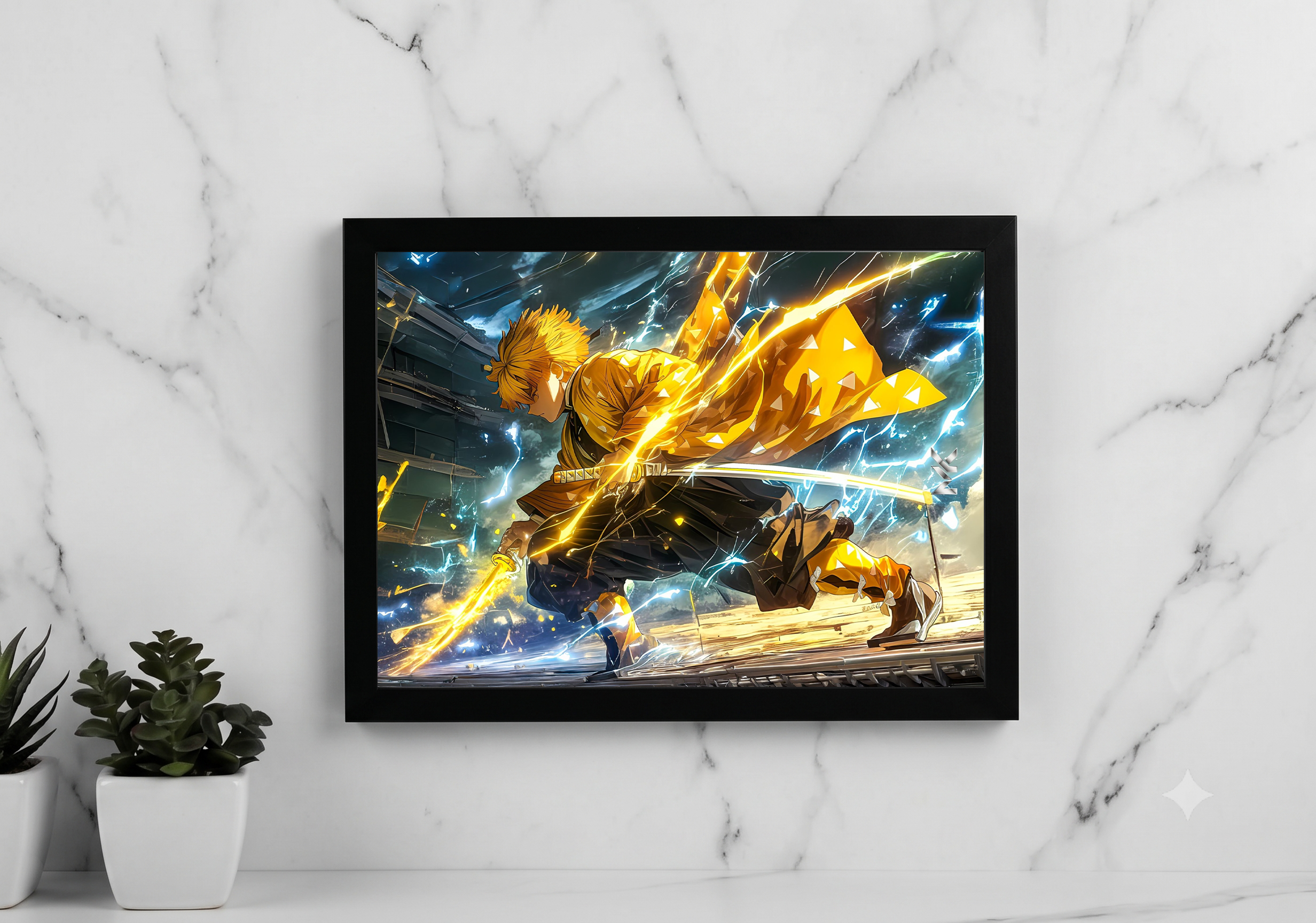 Zenitsu Thunderclap Battle Scene Poster