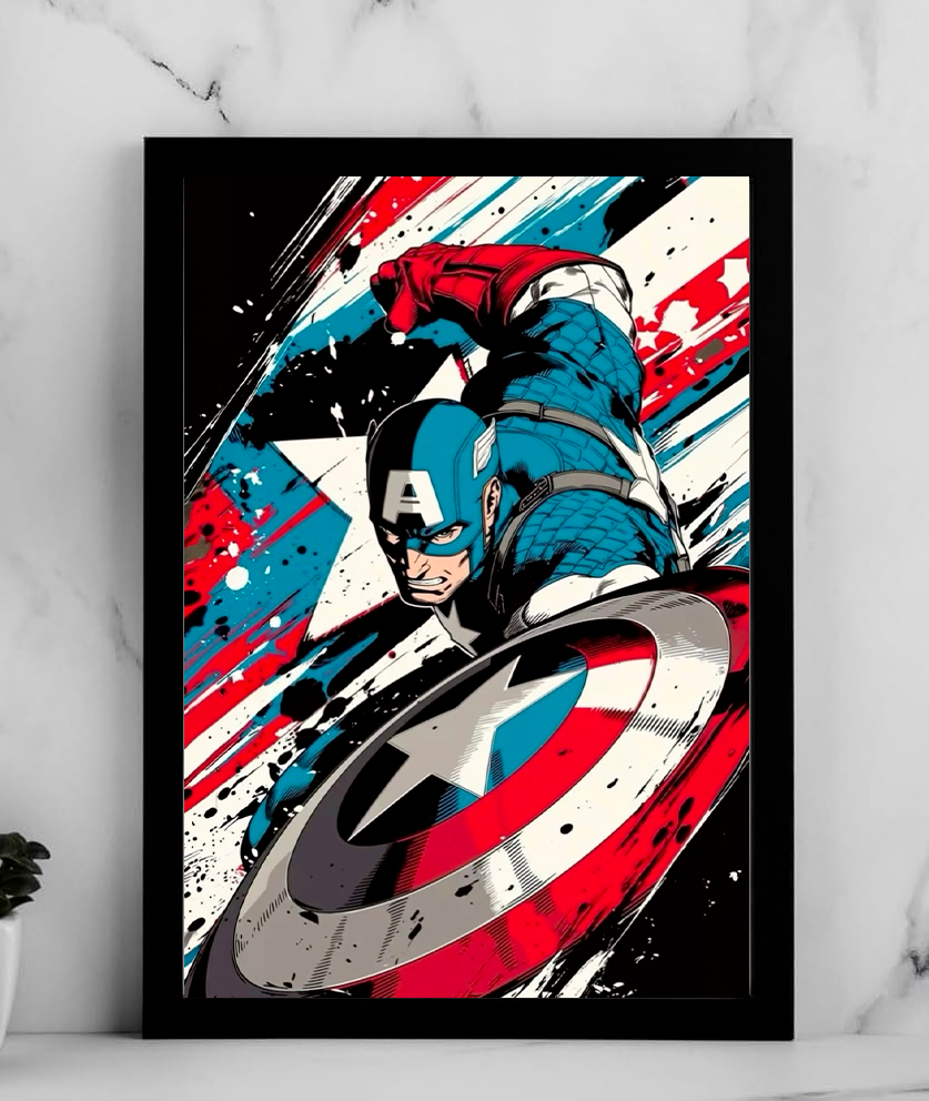 Captain America Comic Action Poster