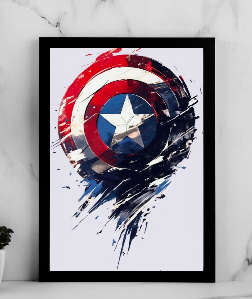 Captain America Shield Splatter Art Poster