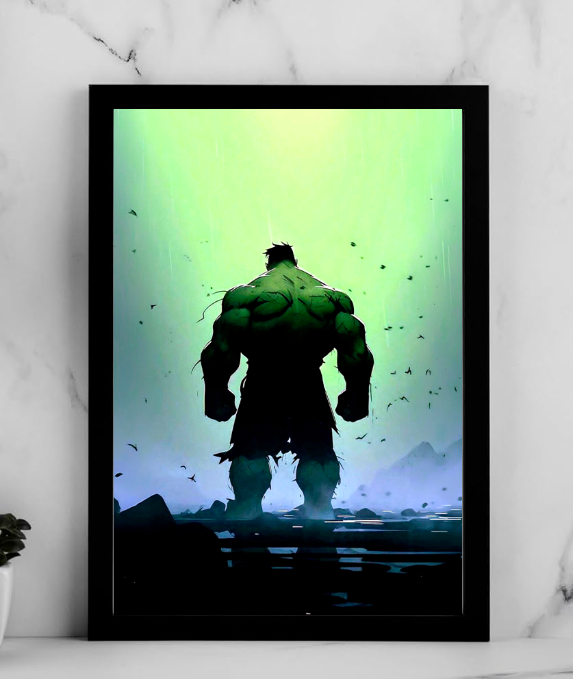 Hulk Green Glow Silhouette Poster